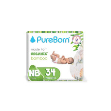 PUREBORN Orgaanilised mähkmed bambusest NB suurus- 0-4.5 kg 34 tk.