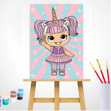 TSVETNOY Joonistus komplekt (Nummedratud juhisega) 20x30сm Little Girl in a Unicorn Dress, MC1092e