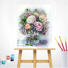 TSVETNOY Joonistus komplekt (Nummedratud juhisega) 40x50сm Bouquet with peonies and herbs in lilac colors, MG2061e