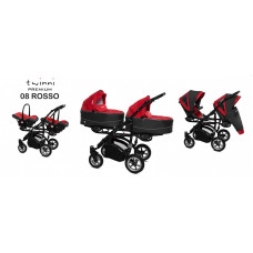 Kaksikute vanker-jalutuskäru BABYACTIVE TWINNI PREMIUM3in1 ROSSO, 08 must raam