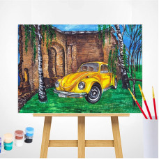 TSVETNOY Набор для рисования по номерам 30x40см Yellow car among birches, ME1056e