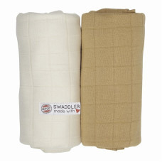 Lodger Swaddler Solid puuvillane mähkimislina 120x120сm 2tk., Ivory/Honey SW 1081