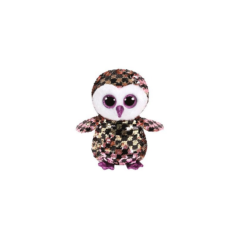 TY Flippables Мягкая игрушка CHECKS SEQUIN PINK BLACK OWL reg 15см, TY36673 LÕPUMÜÜK