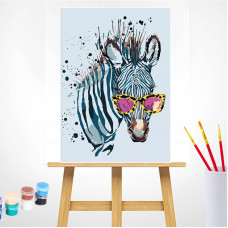 TSVETNOY Joonistus komplekt (Nummedratud juhisega) 30x40сm Zebra with Glasses, ME1114e