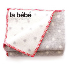 LA BEBE laste villane tekk/pleed 140x100cm - Cosy Grey/Red Dots, Art.76995