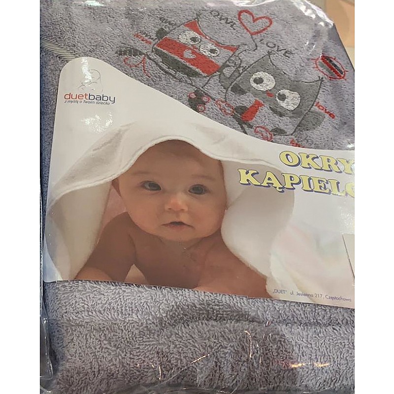 DUET BABY  frotee kapuutsiga vannilina OWL 317 hall