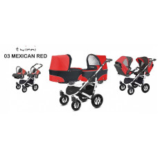 Kaksikute vanker-jalutuskäru BABYACTIVE TWINNI CLASSIC  3in1, 03/01 Mexican Red