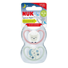 NUK SPACE Night Silikoonist ortodontiline lutt 18-36m, 2tk. SU99 10739658