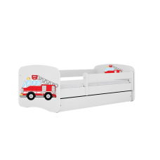 KOCOT KIDS Lapsevoodi sahtliga + madrats komplektis BABYDREAMS white Fire brigade 160x80cm