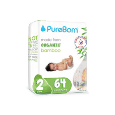 PUREBORN Orgaanilised mähkmed bambusest , suurus- 2  3-6 kg 64tk.