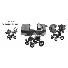 Kaksikute vanker-jalutuskäru BABYACTIVE TWINNI CLASSIC   3in1, 04/01 Dark Black