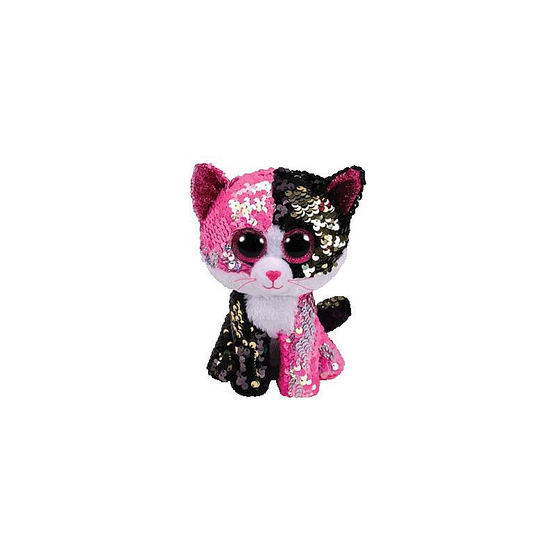 TY Flippables Мягкая игрушка MALIBU PINK BLACK SEQUIN CAT reg 15см, TY36261