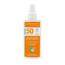 ALPHANOVA SUN orgaaniline vanilje-aprikoosi lõhnaline veekindel mineraalne päikesekreem lastele SPF50, 125 ml ASUN50KEXPORT