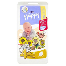 HAPPY Maxi Plus mähkmed suurus 4+, 9-20kg. 62tk BIG PACK