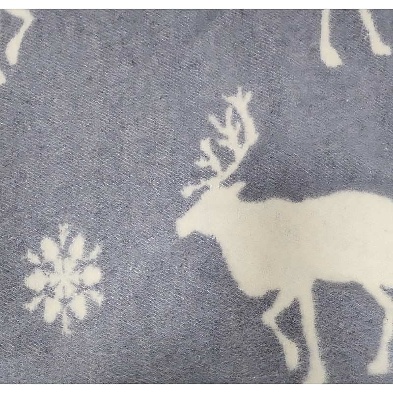 URGA ECO villane pleed 140x100сm DEER WITH SNOWFLAKES hall-valge LÕPUMÜÜK