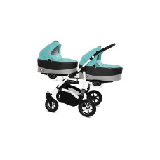 Kaksikute vanker-jalutuskäru BABYACTIVE TWINNI PREMIUM 2in1 TROPIC GREEN, 11 valge raam