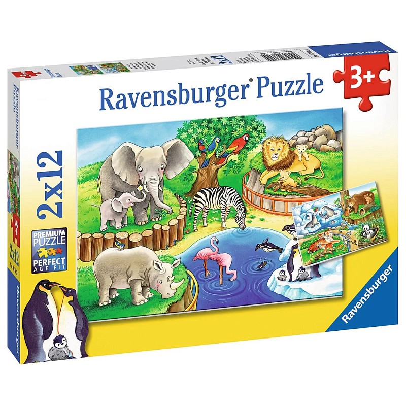 Ravensburger Animals In The Zoo пазл 2x12 076024 LÕPUMÜÜK