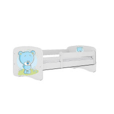 KOCOT KIDS lapsevoodi + madrats komplektis BABYDREAMS white Blue teddybear 180x80cm