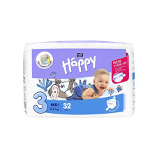 HAPPY Midi mähkmed suurus 3, 5-9kg. 32tk LÕPUMÜÜK