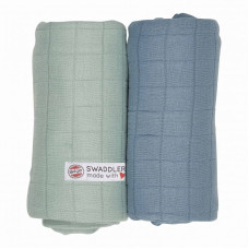 Lodger Swaddler Solid puuvillane mähkimislina 120x120сm 2tk, Silt Green/Ocean SW 1084