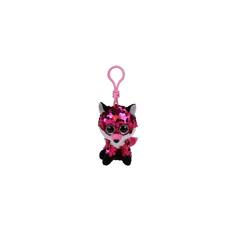 TY Flippables Мягкая игрушка - брелок JEWEL SEQUIN PINK FOX 8см, TY35303