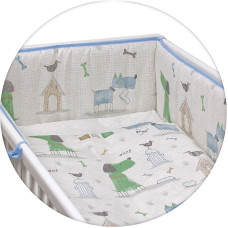 CEBABABY Voodipesu komplekt 3-osaline 135x100сm MY DOG GREEN-BLUE