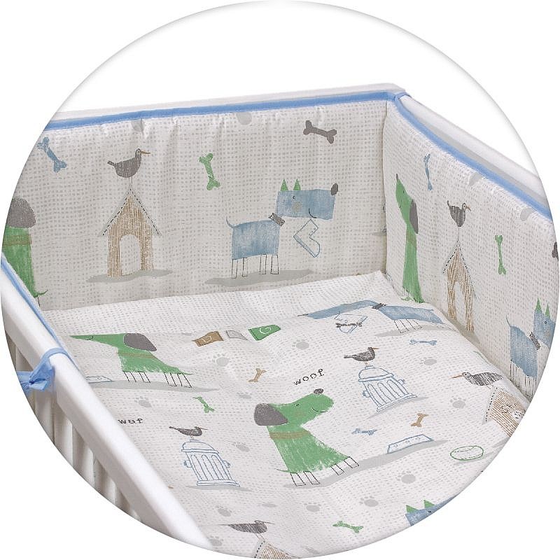 CEBABABY Voodipesu komplekt 3-osaline 135x100сm MY DOG GREEN-BLUE