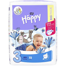 HAPPY Midi mähkmed suurus 3, 5-9kg. 72tk BIG PACK LÕPUMÜÜK