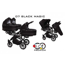 BABYACTIVE TRIPPY Premium kolmikute vanker-jalutuskäru 2in1, 07 BLACK MAGIC must raam