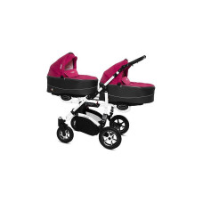 Kaksikute vanker-jalutuskäru BABYACTIVE TWINNI PREMIUM  AMARANT, 10 valge raam