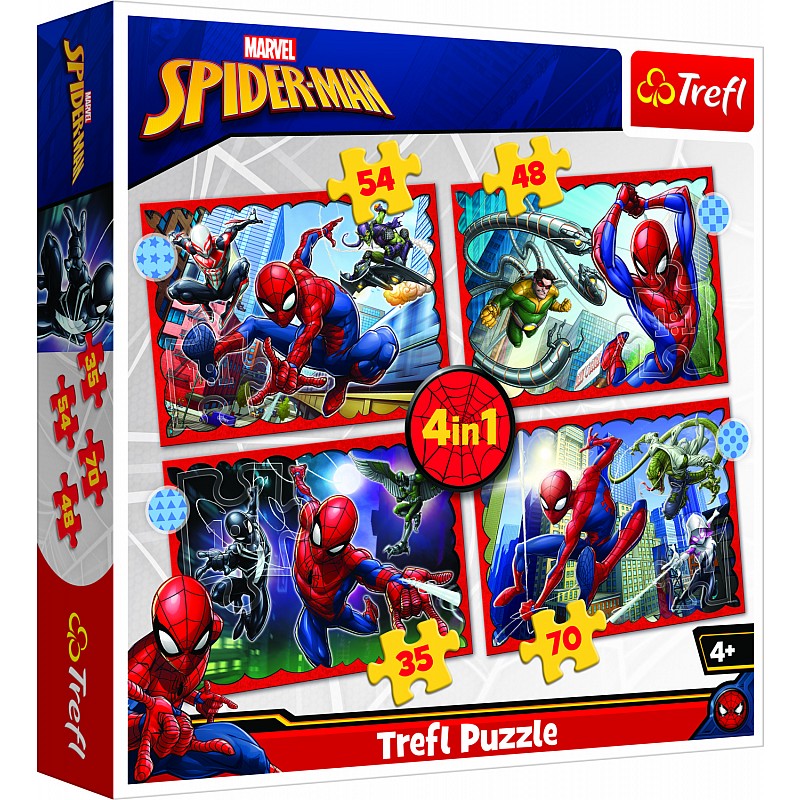 TREFL SPIDER-MAN Puslede komplekt 4 in 1 Ämblikmees