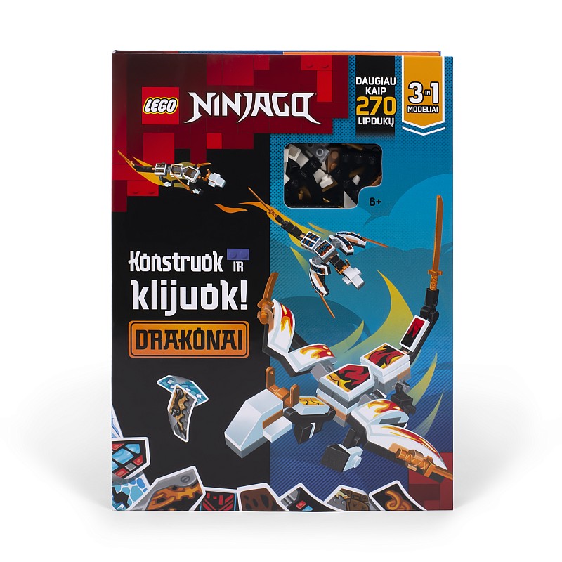 LEGO NINJAGO kleebistega raamat "Kogu ja kleebi: Ninjago draakonid" (leedu keeles)