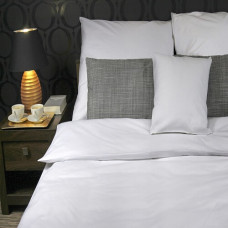 Musso pillowcase, white, 50 × 70 cm, decorative 1 cm stripe, embroidery