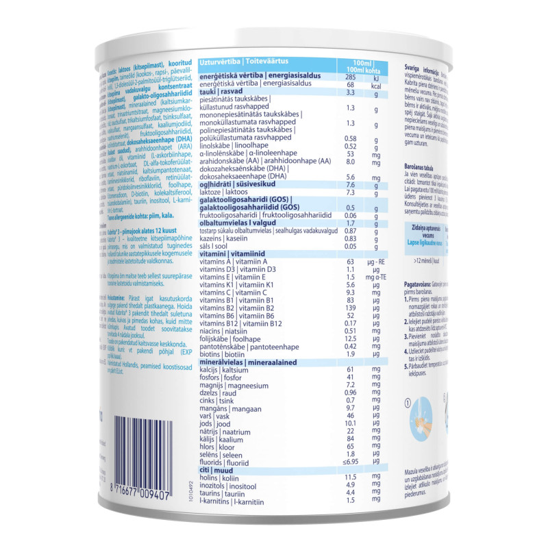 Kitsepiimasegu KABRITA GOLD 3 800g ES Baltijas valstis LV + EST