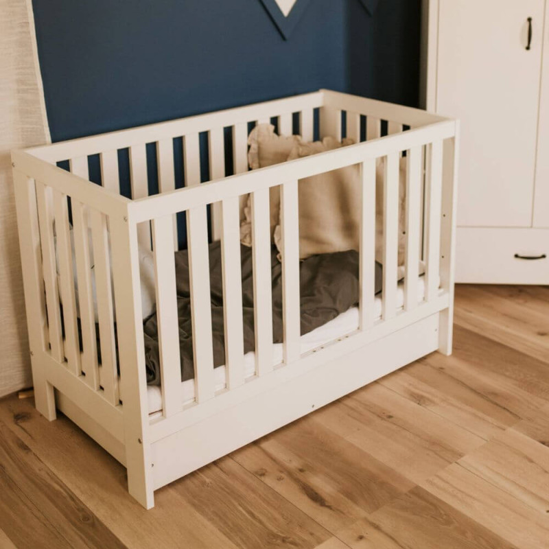 Klups LittleSky AMELIA II beebivoodi sahtliga, 120x60 cm, valge