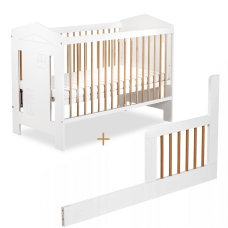 Klups LittleSky IDA Voodi turvapiirdega 120x60 cm, valge/tamm