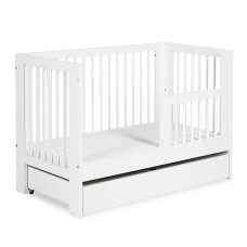 Klups LittleSky OLIVIA voodi kaitsepiirde ja sahtliga, 120x60 cm, valge