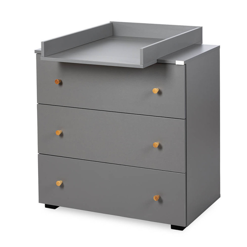 LittleSky by Klups PAULINE GRAPHITE/PINE 4in1 mööblikomplekt (võrevoodi+sahtil+kummut+kummut pealis)
