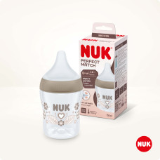 NUK 10215014 – Perfect Match pudel temperatuuri kontrolliga, silikoonist „Süda“, S-suuruses lutt, 150 ml