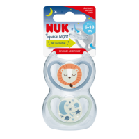 NUK SPACE Night Silikoonist ortodontiline lutt 6-18m, 2tk. SU98 10736619 PAKKUMINE