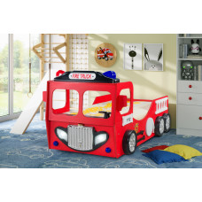 PLASTIKO lastevoodi + madrats komplektis 190x90cm Fire Truck Single punane