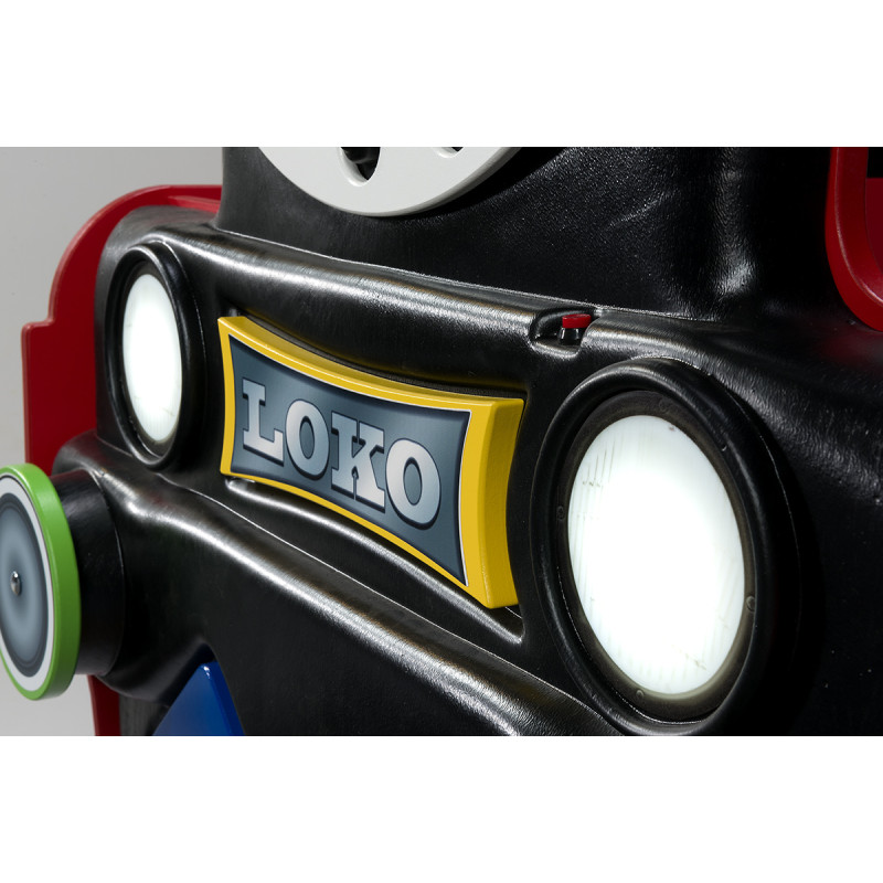 PLASTIKO lastevoodi + madrats komplektis 190x90cm Lokomotive punane