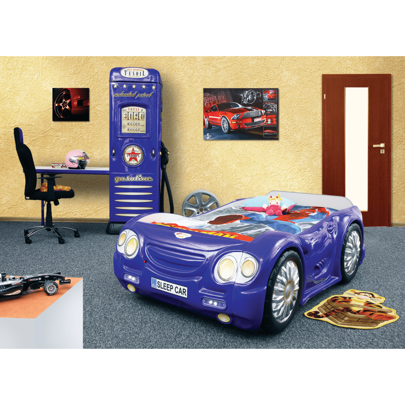 PLASTIKO lastevoodi + madrats komplektis 180x90cm SleepCar sinine