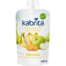 Kabrita Fruit puree with goat milk cream "Banana with biscuits and Apple puree" for babies from 8 months, 100g