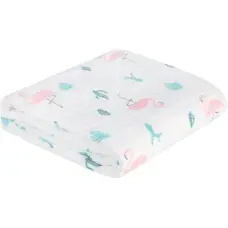 Akuku A0686 – tekk / mähkimisriie / rätik – 110×105 cm – flamingokujundusega
