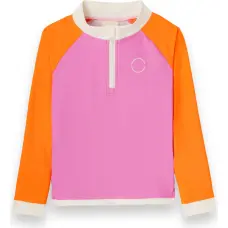 Kietla ICONIC swim T-shirt with UPF 50+ sun protection fabric and UV sensor, for ages 4-6, Pink Red