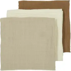 Meyco Baby muslīnu autiņu komplekts Offwhite/Sand/Toffee (3 gab., 70x70 cm)