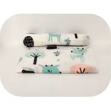Ega Kids Diaper - 22676 - FLANNEL PRINT - EGA -  JELONEK - WHITE - size 70x80 cm
