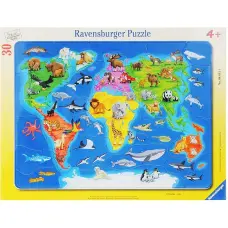 Ravensburger Puzzle maailmakaart loomadega 30 elemendiga 4+, R06641