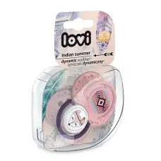 LOVI INDIAN SUMMER Dummy Silicone dünaamiline 0-3m 2 tk., 22/855 roosa